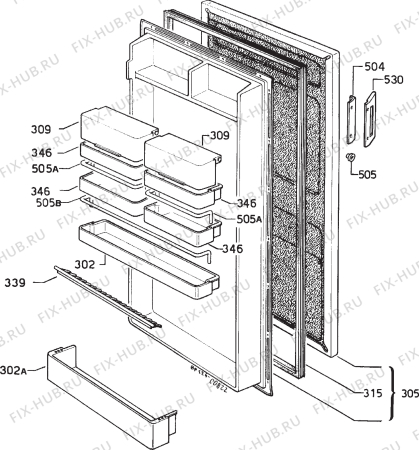 Взрыв-схема холодильника Electrolux JRG94122 - Схема узла Door 003